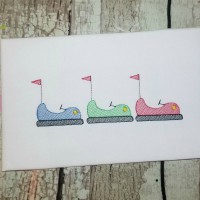 Bumper Cars Machine Embroidery Design  - Sketch Stitch